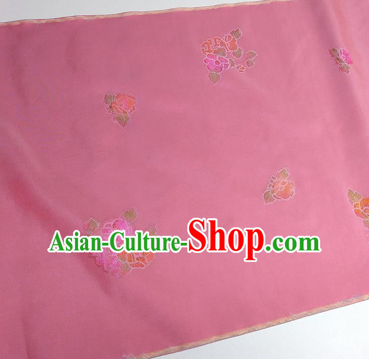 Asian Chinese Traditional Flowers Pattern Design Pink Silk Fabric China Hanfu Silk Material