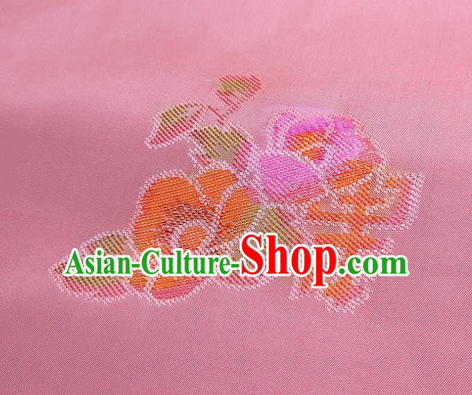 Asian Chinese Traditional Lucky Flowers Pattern Design Pink Silk Fabric China Hanfu Silk Material