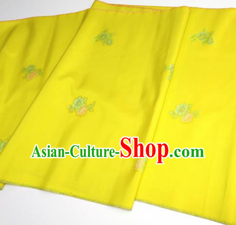 Asian Chinese Traditional Flowers Pattern Design Yellow Silk Fabric China Hanfu Silk Material