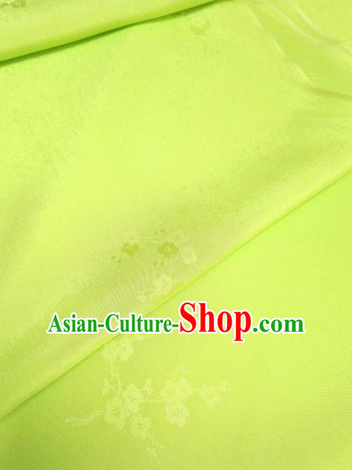 Asian Chinese Traditional Plum Blossom Pattern Design Light Green Silk Fabric China Hanfu Silk Material