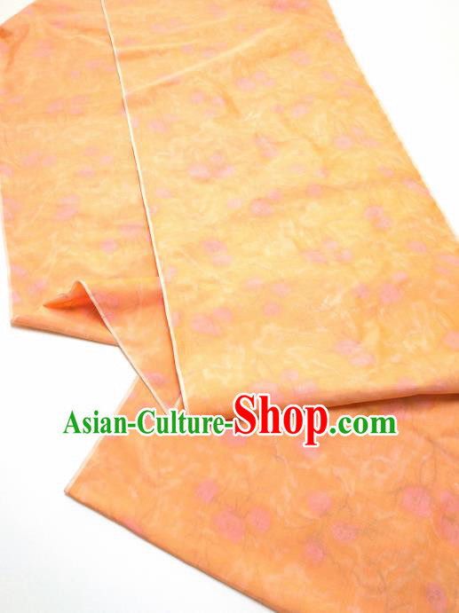 Chinese Traditional Peach Flowers Pattern Design Orange Silk Fabric Asian China Hanfu Silk Material