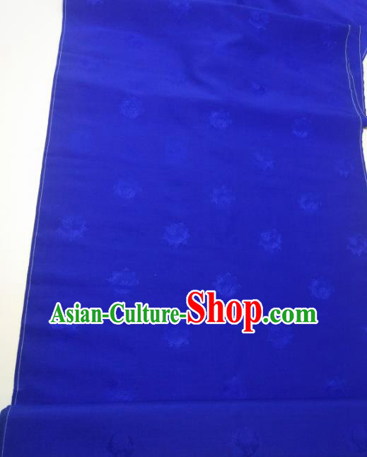 Chinese Traditional Royal Pattern Design Royalblue Silk Fabric Asian China Hanfu Silk Material
