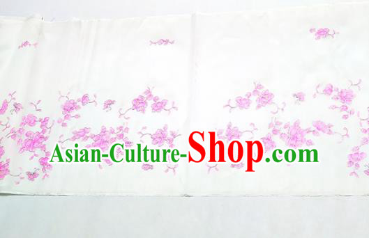 Chinese Traditional Embroidered Pattern Design White Silk Fabric Asian China Hanfu Silk Material