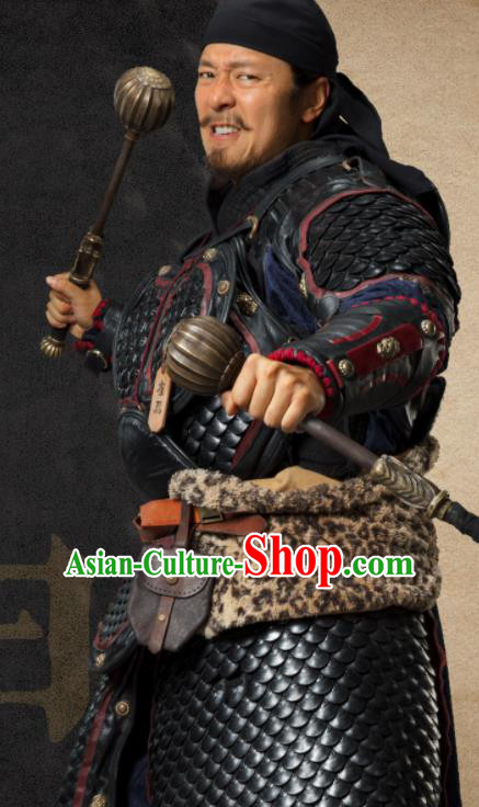 Chinese Ancient Tang Dynasty Imperial Bodyguard Body Armor the Longest Day in Chang An Cui Qi Replica Costumes and Headpiece Complete Set
