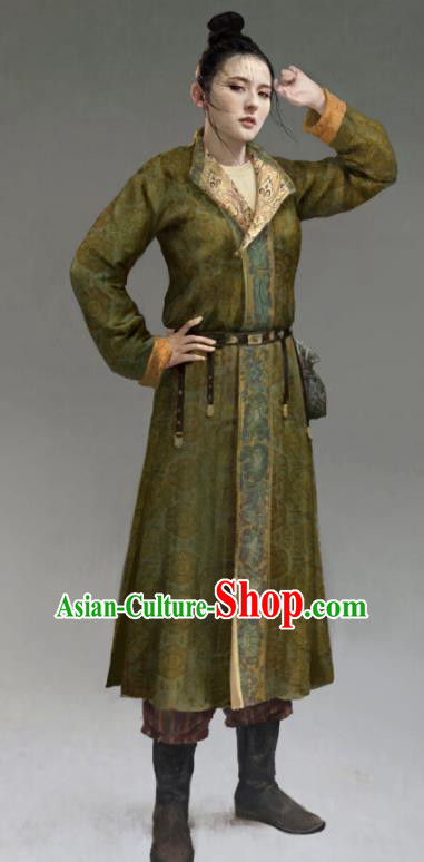 Chinese Ancient Tang Dynasty Female Swordsman Drama the Longest Day in Chang An Tan Qi Replica Costumes for Women
