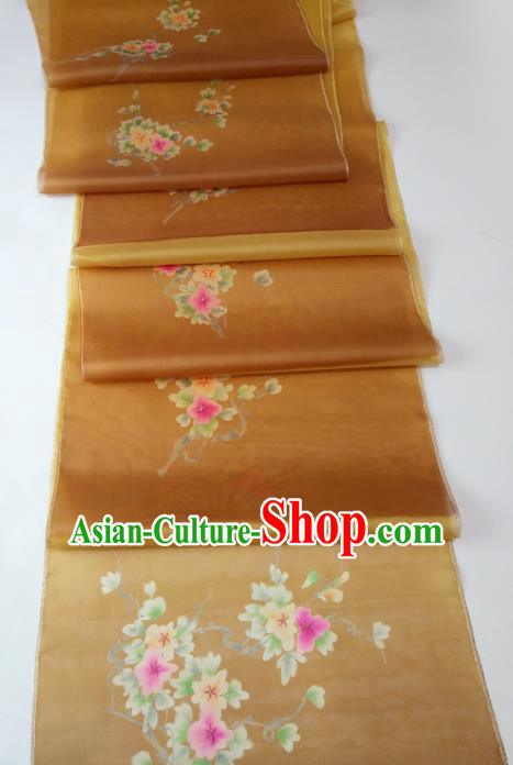 Chinese Traditional Flowers Pattern Design Brown Silk Fabric Asian China Hanfu Silk Material