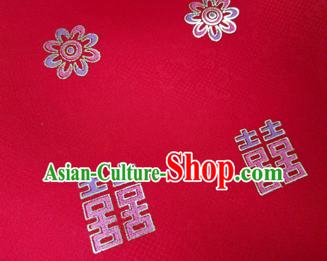 Chinese Traditional Embroidered Crane Pattern Design Red Silk Fabric Asian China Hanfu Silk Material
