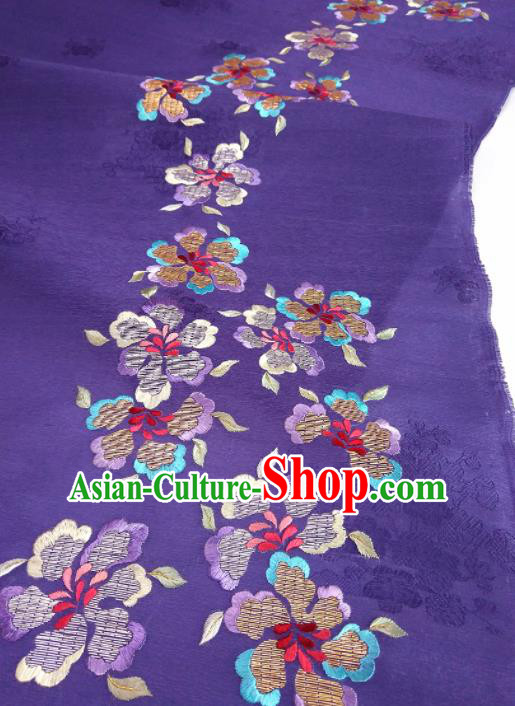 Chinese Traditional Embroidered Pattern Design Lilac Silk Fabric Asian China Hanfu Silk Material