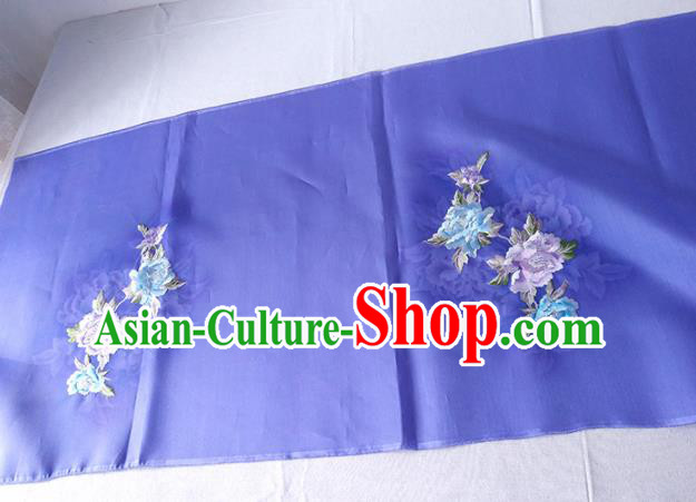 Chinese Traditional Embroidered Peony Pattern Design Lilac Silk Fabric Asian China Hanfu Silk Material