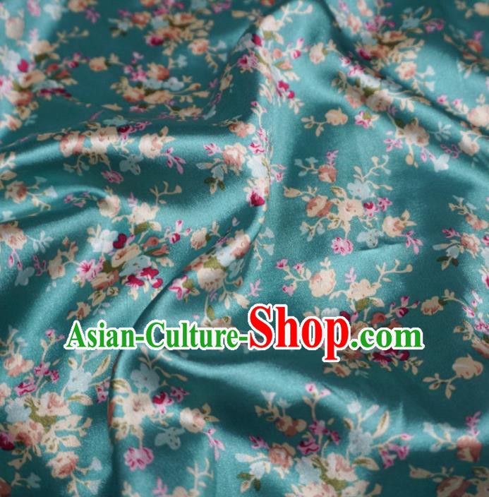 Chinese Traditional Royal Flowers Pattern Design Green Brocade Fabric Asian Satin China Hanfu Silk Material