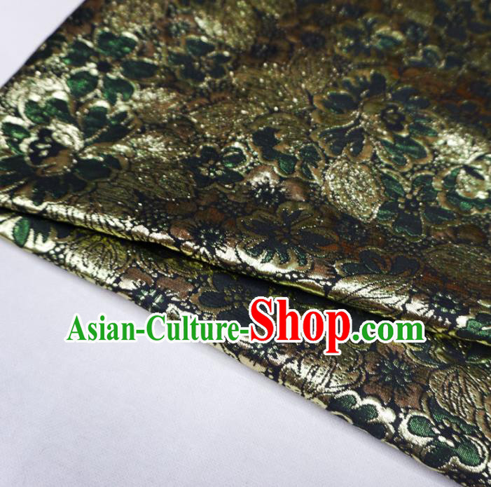 Chinese Traditional Pattern Design Deep Green Brocade Fabric Asian Satin China Hanfu Silk Material