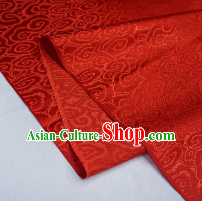 Chinese Traditional Royal Clouds Pattern Design Red Brocade Fabric Asian Satin China Hanfu Silk Material