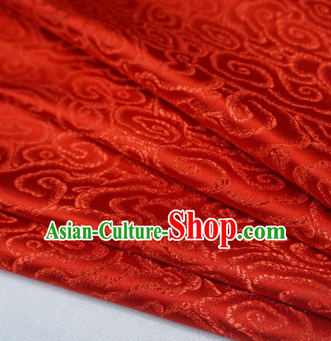 Chinese Traditional Royal Clouds Pattern Design Red Brocade Fabric Asian Satin China Hanfu Silk Material