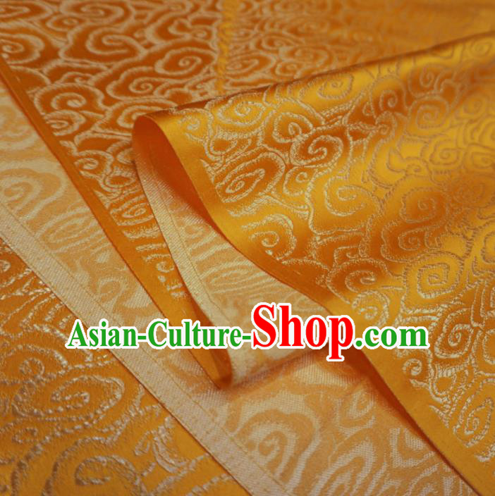 Chinese Traditional Royal Clouds Pattern Design Golden Brocade Fabric Asian Satin China Hanfu Silk Material