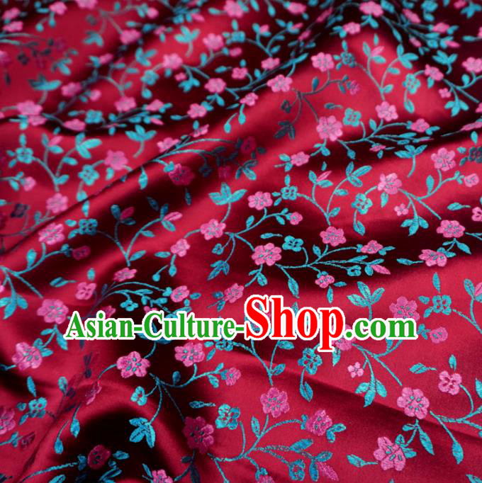 Chinese Traditional Twine Plum Pattern Design Purplish Red Brocade Fabric Asian Satin China Hanfu Silk Material