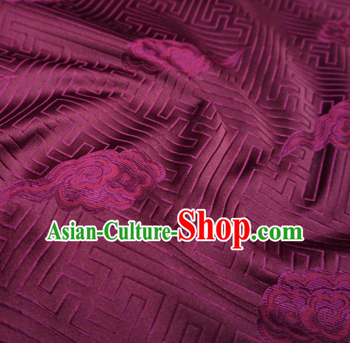 Chinese Traditional Clouds Pattern Design Purple Brocade Fabric Asian Satin China Hanfu Silk Material