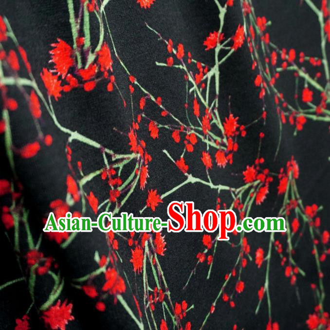 Chinese Traditional Plum Pattern Design Black Brocade Fabric Asian Satin China Hanfu Silk Material
