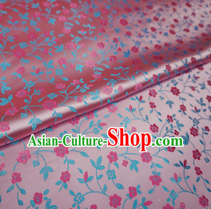 Chinese Traditional Plum Pattern Design Pink Brocade Fabric Asian Satin China Hanfu Silk Material