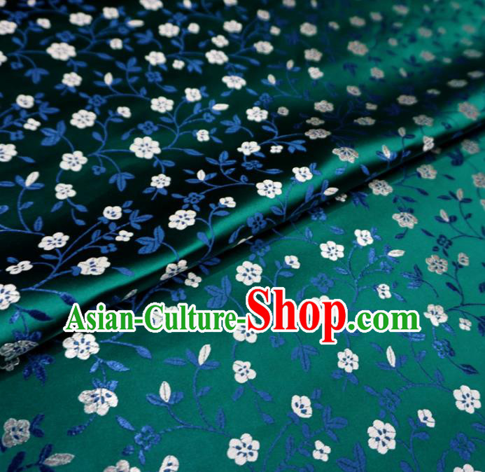 Chinese Traditional Plum Pattern Design Deep Green Brocade Fabric Asian Satin China Hanfu Silk Material
