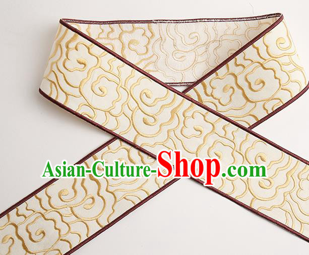 Chinese Traditional Hanfu Yellow Embroidered Clouds Pattern Band Fabric Asian China Costume Collar Accessories