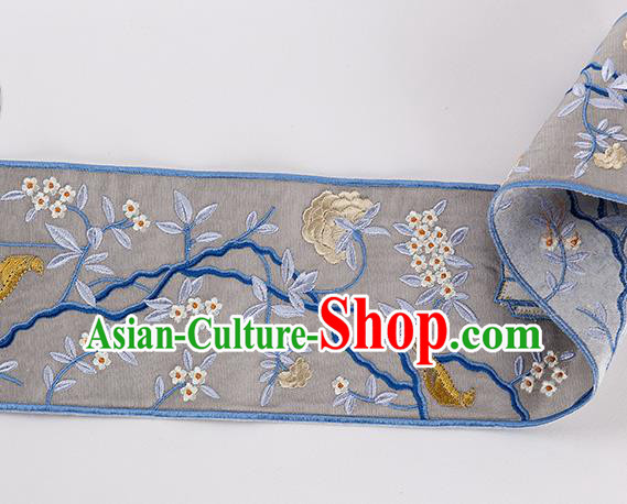 Chinese Traditional Hanfu Embroidered Pattern Grey Waistband Lace Fabric Asian China Costume Collar Accessories