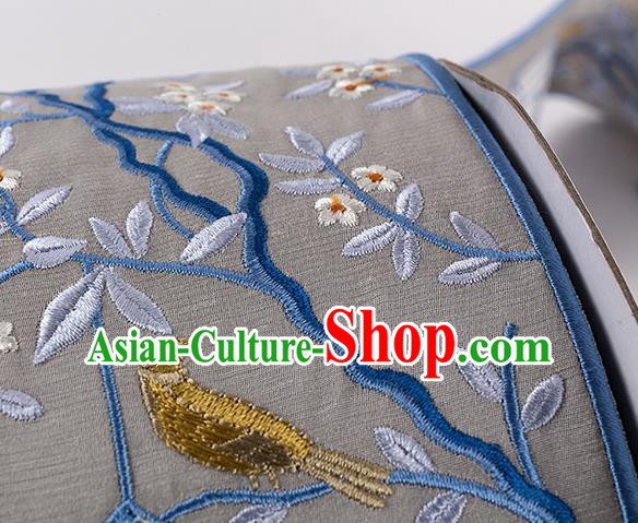 Chinese Traditional Hanfu Embroidered Pattern Grey Waistband Lace Fabric Asian China Costume Collar Accessories