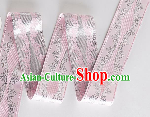 Chinese Traditional Hanfu Embroidered Pattern Pink Waistband Lace Fabric Asian China Costume Collar Accessories