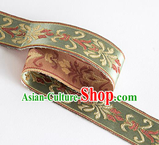 Chinese Traditional Hanfu Embroidered Pattern Green Waistband Lace Fabric Asian China Costume Collar Accessories