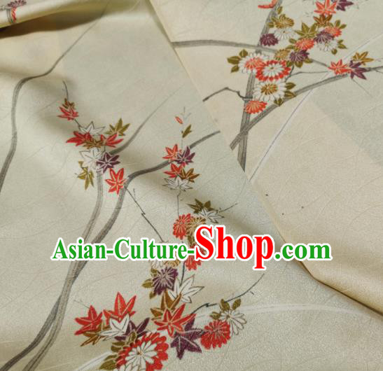 Chinese Traditional Daisy Pattern Design Beige Silk Fabric Asian China Cheongsam Silk Material