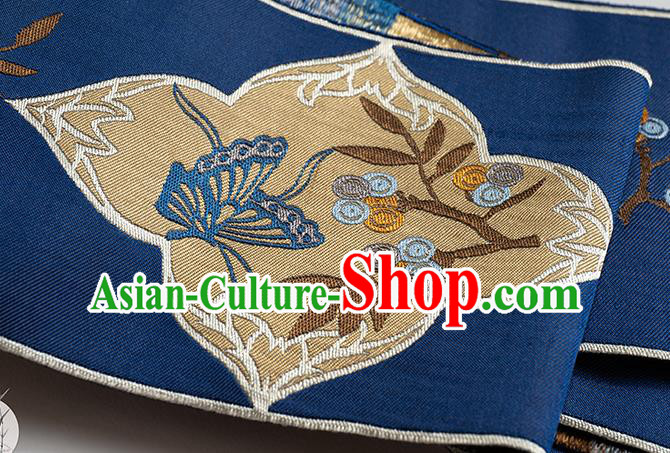 Chinese Traditional Hanfu Royalblue Embroidered Butterfly Pattern Waistband Lace Fabric Asian China Costume Collar Accessories