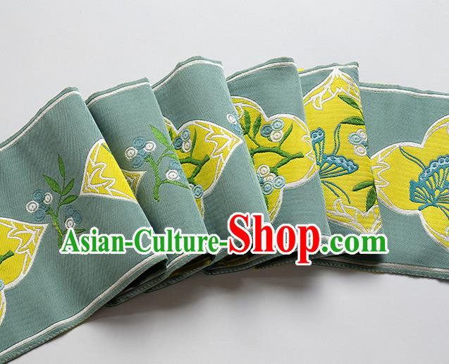 Chinese Traditional Hanfu Green Embroidered Butterfly Pattern Waistband Lace Fabric Asian China Costume Collar Accessories