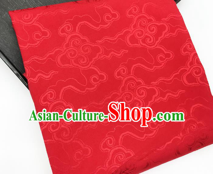 Chinese Traditional Clouds Pattern Design Red Brocade Fabric Asian China Satin Hanfu Material