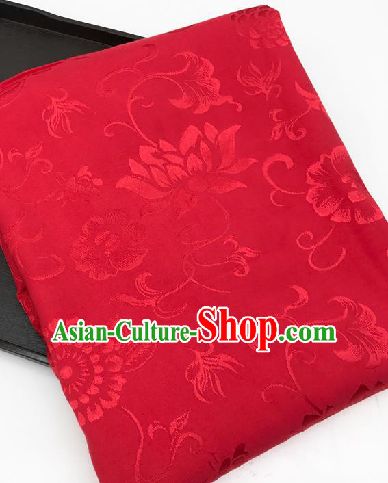 Chinese Traditional Flowers Pattern Design Red Brocade Fabric Asian China Satin Hanfu Material