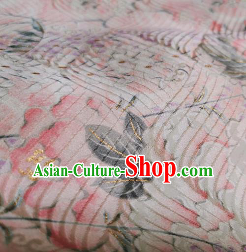 Chinese Traditional Classical Peony Pattern Design White Silk Fabric Asian China Cheongsam Silk Material