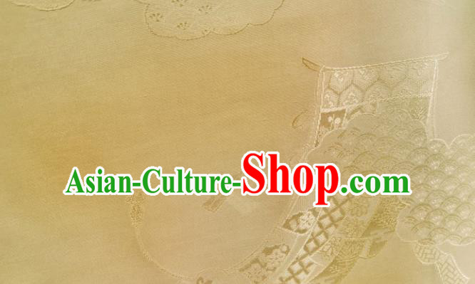 Chinese Traditional Classical Pattern Design Yellow Silk Fabric Asian China Cheongsam Silk Material