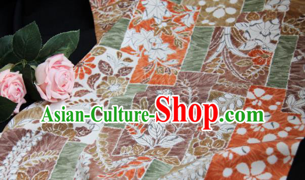 Chinese Traditional Maple Leaf Pattern Design Silk Fabric Asian Brocade China Hanfu Satin Material