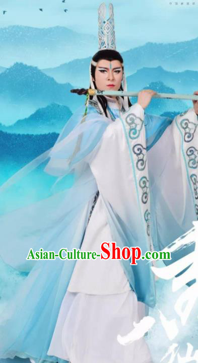 Chinese Stage Performance Qing Show Eight Immortals Han Xiangzi Costumes and Headpiece Complete Set