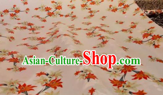 Chinese Traditional Lily Flowers Pattern Design Pink Silk Fabric Asian China Hanfu Mulberry Silk Material