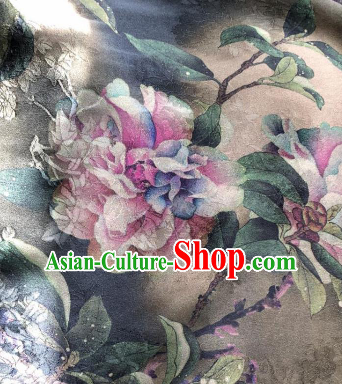 Chinese Traditional Peony Pattern Design Silk Fabric Asian China Hanfu Mulberry Silk Material