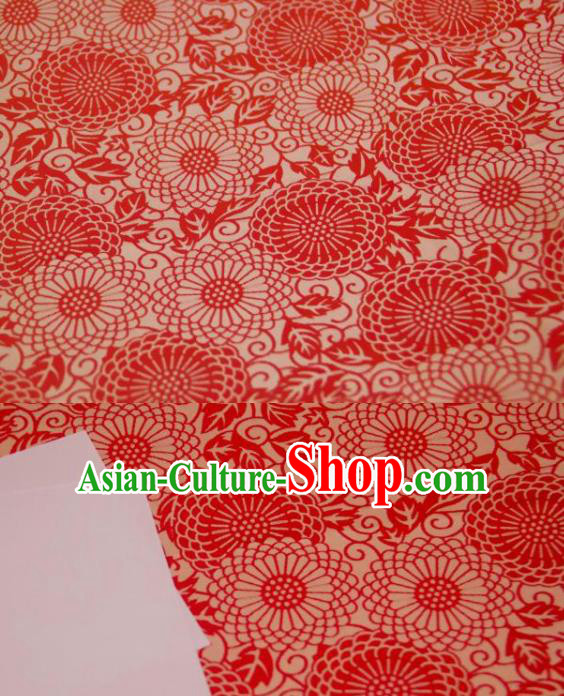 Chinese Traditional Calendula Pattern Design Red Silk Fabric Asian China Hanfu Mulberry Silk Material