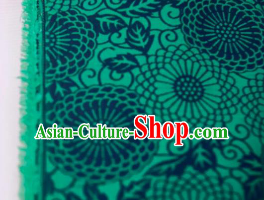 Chinese Traditional Calendula Pattern Design Green Silk Fabric Asian China Hanfu Mulberry Silk Material