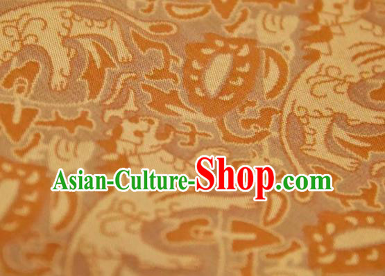 Chinese Traditional Leopard Pattern Design Ginger Silk Fabric Asian China Hanfu Mulberry Silk Material
