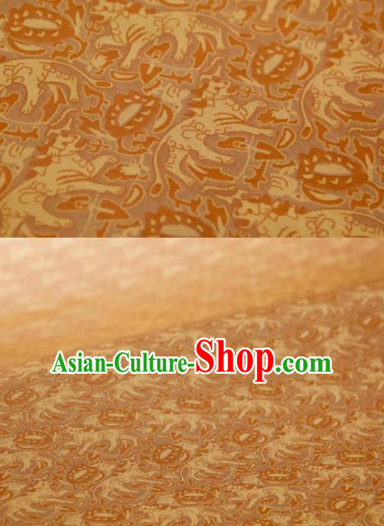 Chinese Traditional Leopard Pattern Design Ginger Silk Fabric Asian China Hanfu Mulberry Silk Material
