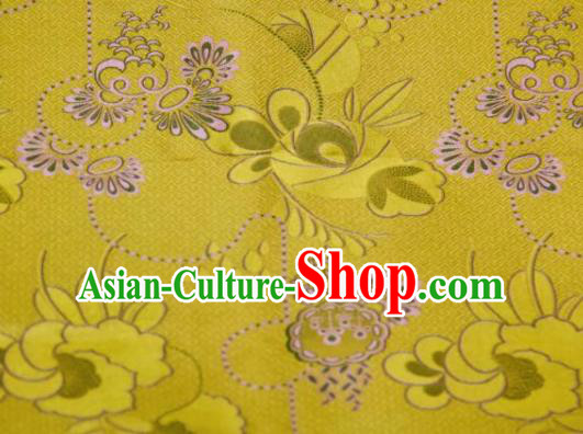 Chinese Traditional Pattern Design Yellow Silk Fabric Asian China Hanfu Gambiered Guangdong Mulberry Silk Material