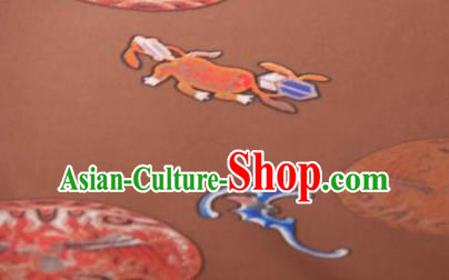 Chinese Traditional Phoenix Pattern Design Brownness Silk Fabric Asian China Hanfu Gambiered Guangdong Mulberry Silk Material