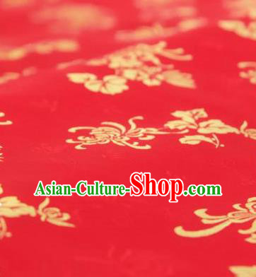 Chinese Traditional Chrysanthemum Pattern Design Red Silk Fabric Asian China Hanfu Jacquard Mulberry Silk Material