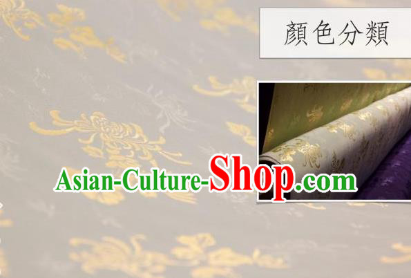 Chinese Traditional Chrysanthemum Pattern Design Grey Silk Fabric Asian China Hanfu Jacquard Mulberry Silk Material