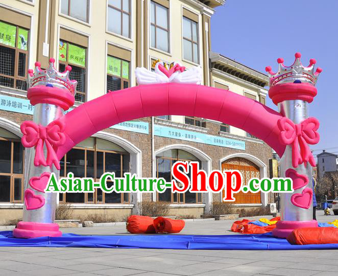 Large Christmas Day New Year Inflatable Pink Bowknot Models Inflatable Arches Archway