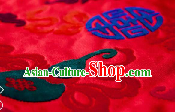 Chinese Traditional Auspicious Pattern Design Red Silk Fabric Asian China Hanfu Gambiered Guangdong Mulberry Silk Material
