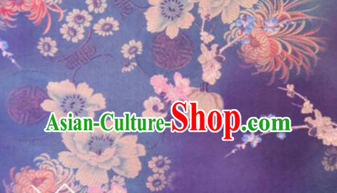 Chinese Traditional Chrysanthemum Peony Pattern Design Purple Silk Fabric Asian China Hanfu Gambiered Guangdong Mulberry Silk Material